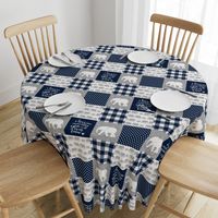 Elephant wholecloth - I love you more than you will ever know - patchwork - plaid -  navy