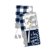 Elephant wholecloth - I love you more than you will ever know - patchwork - plaid -  navy