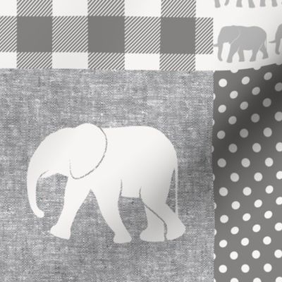 elephant wholecloth - plaid and polka dots - grey 2 