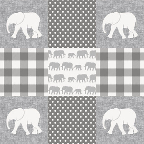 elephant wholecloth - plaid and polka dots - grey 2 