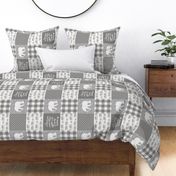 Elephant wholecloth - I love you more than you will ever know - patchwork - plaid - grey  (90)