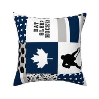 Eat Sleep Hockey//Canada - Wholecloth Cheater Quilt - Rotated