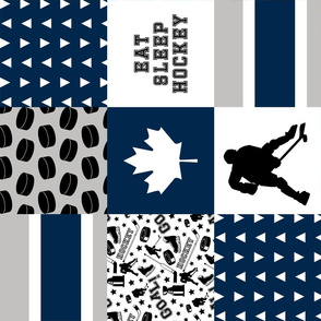 Eat Sleep Hockey//Canada - Wholecloth Cheater Quilt - Rotated