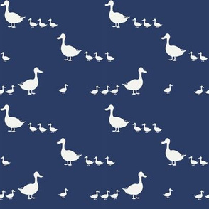 Ducks on navy blue