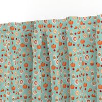 MINI - watercolor psl - pumpkin spice latte, coffee, latte, pumpkin, fall, autumn fabric - mint