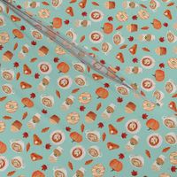 MINI - watercolor psl - pumpkin spice latte, coffee, latte, pumpkin, fall, autumn fabric - mint