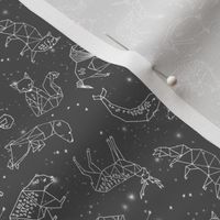 SMALL - constellations // night time stars sky charcoal grey kids nursery baby print