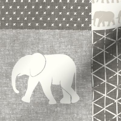 Elephant wholecloth - You are loved forever.  - cream and beige 