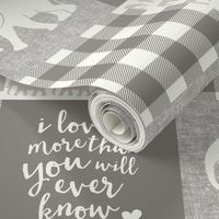 Elephant wholecloth - I love you more than you will ever know - patchwork - plaid -  beige & cream