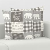 Elephant wholecloth - I love you more than you will ever know - patchwork - plaid -  beige & cream