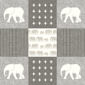 Elephant wholecloth - cross my heart - beige and cream