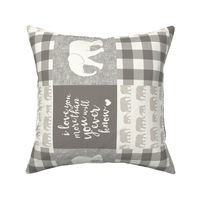 Elephant wholecloth - I love you more than you will ever know - patchwork - plaid -  beige & cream (90)