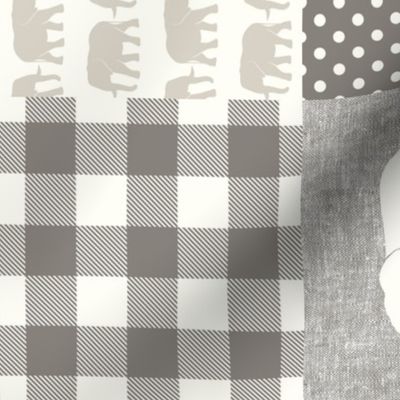 elephant wholecloth - plaid and polka dots - cream & beige (90)
