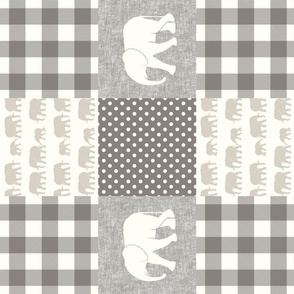 elephant wholecloth - plaid and polka dots - cream & beige (90)