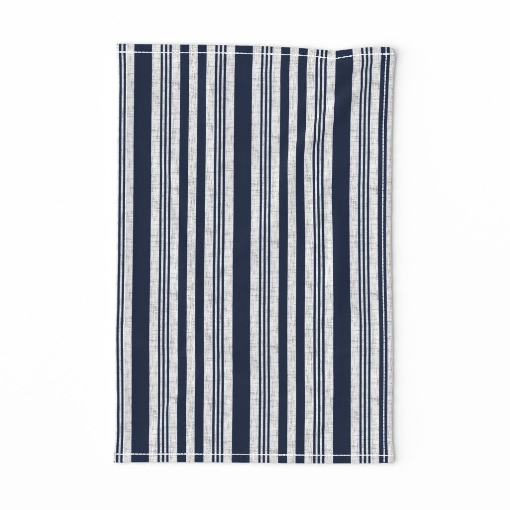 Nautical multistripe (navy + white linen weave) by Su_G_©SuSchaefer