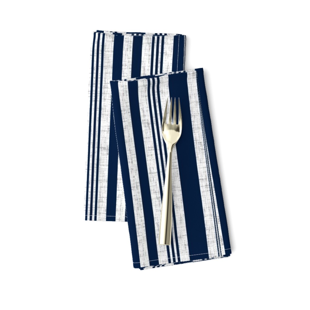 Nautical multistripe (navy + white linen weave) by Su_G_©SuSchaefer