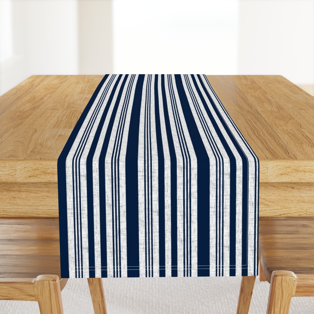 Nautical multistripe (navy + white linen weave) by Su_G_©SuSchaefer