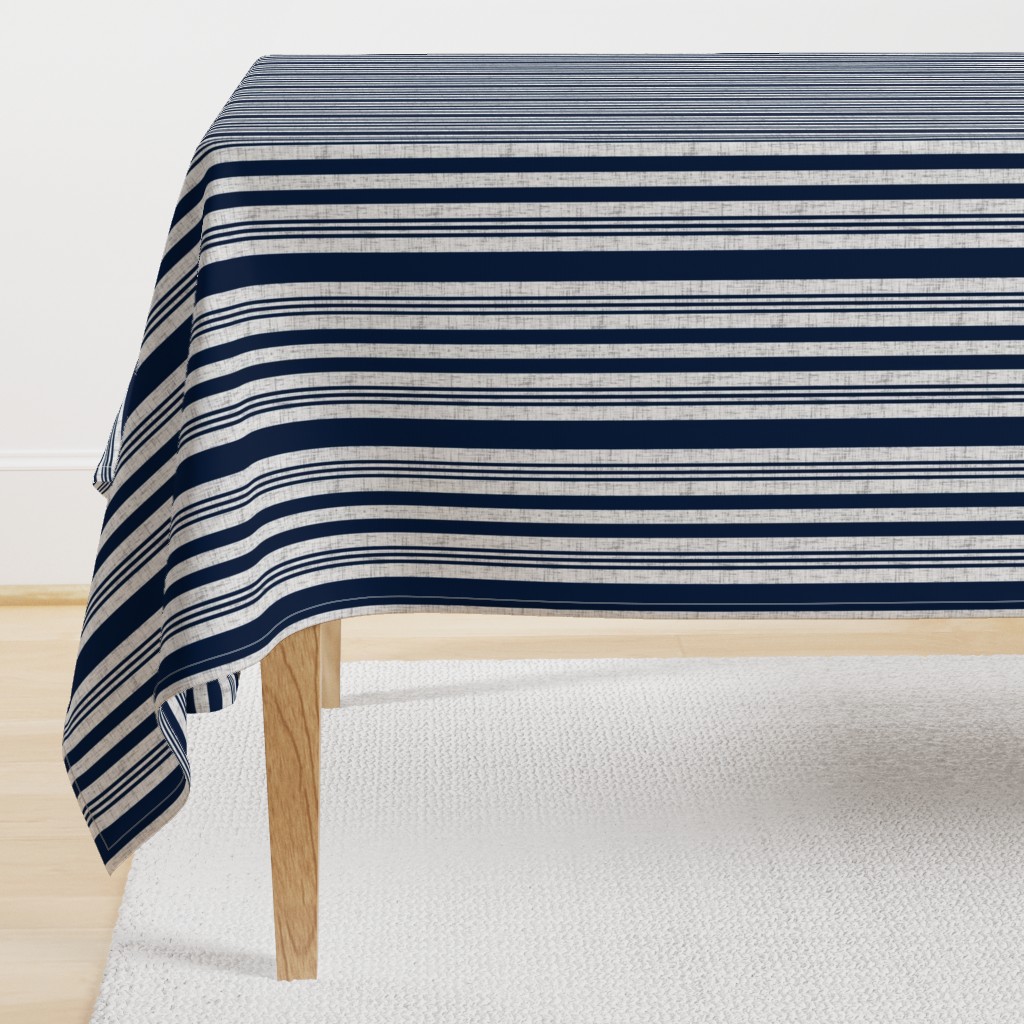 Nautical multistripe (navy + white linen weave) by Su_G_©SuSchaefer