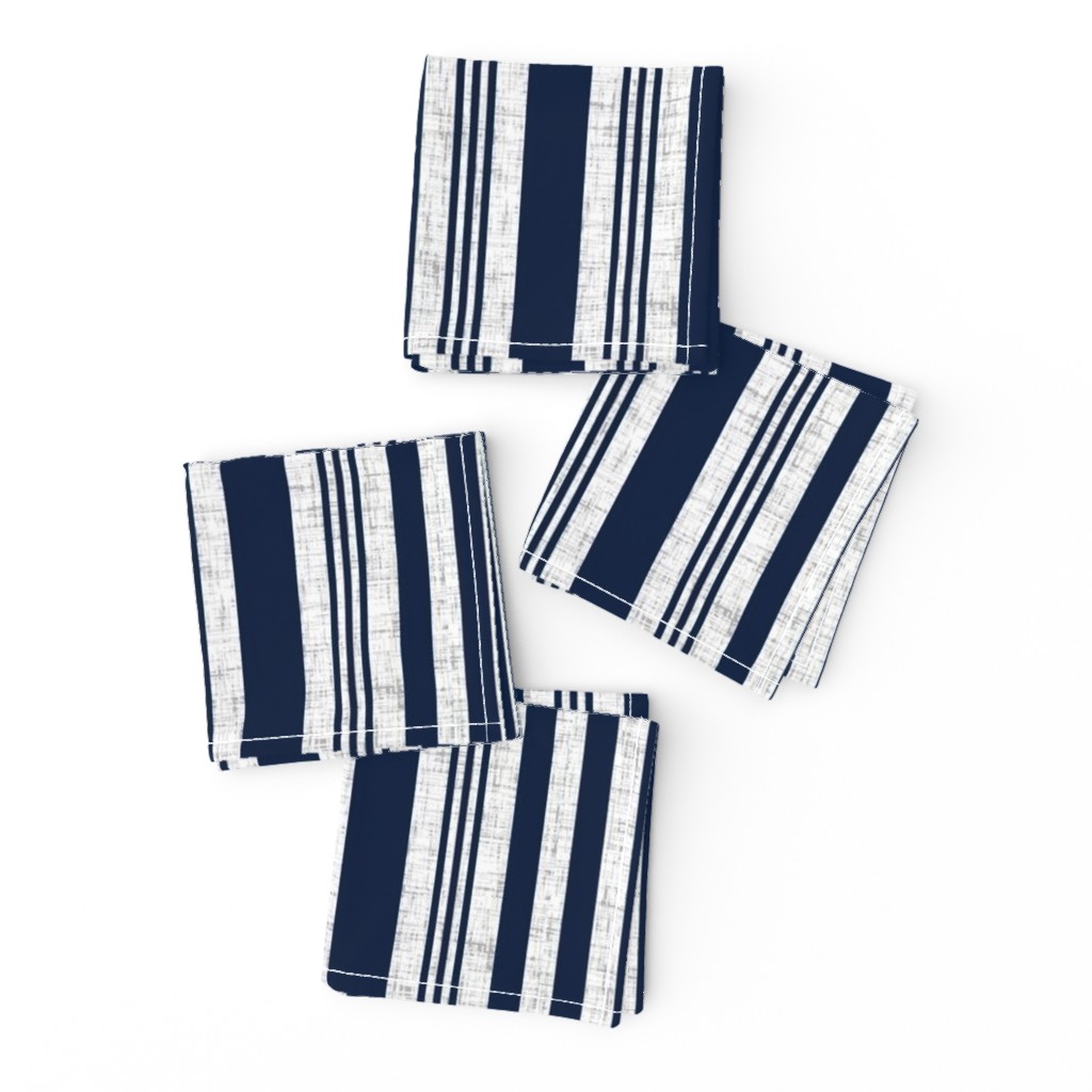 Nautical multistripe (navy + white linen weave) by Su_G_©SuSchaefer