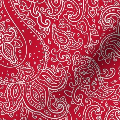 Paisley White on Red