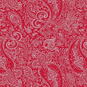 Paisley White on Red