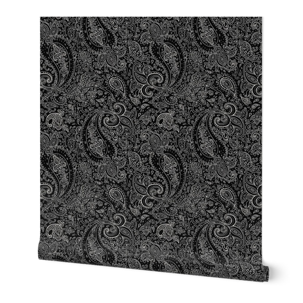 Paisley White on Black