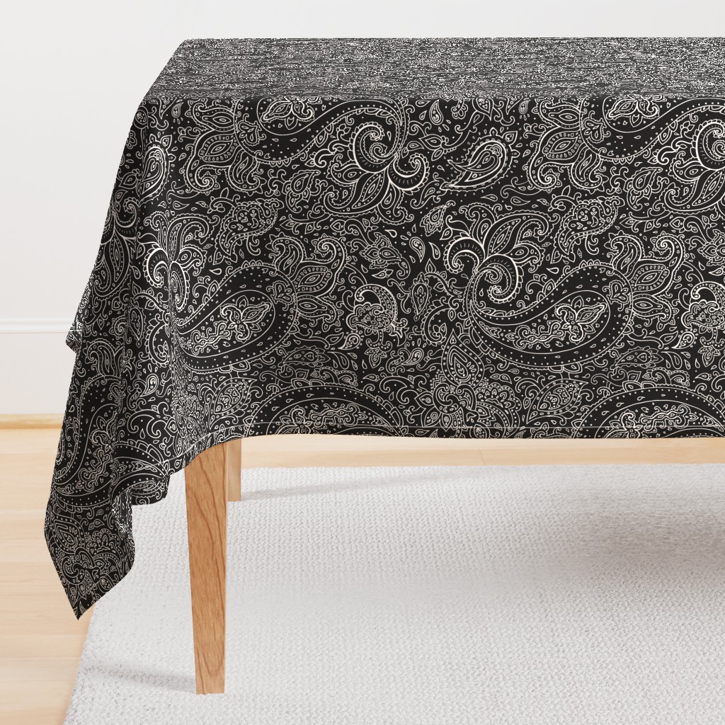 Paisley White on Black