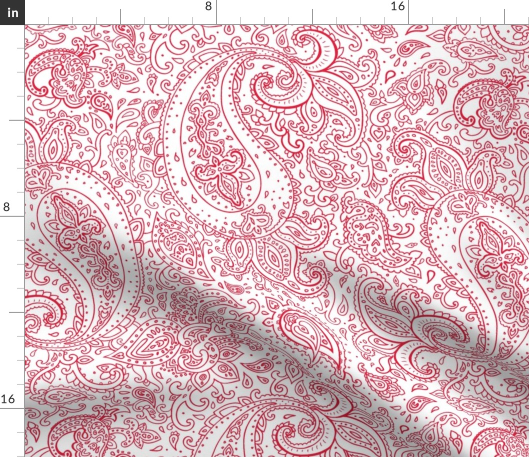 Paisley Red on White