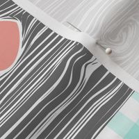 Farm//Love you till the cows come home//Mint&Coral - Wholecloth Cheater Quilt - Rotated