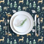 8" Woodland Snow // Tiber Navy - Christmas, Winter