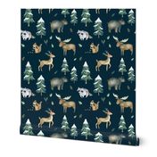 8" Woodland Snow // Tiber Navy - Christmas, Winter