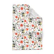 Stylish Thanksgiving Turkey small orange & brown floral leaves little girls fabric