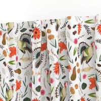 Stylish Thanksgiving Turkey small orange & brown floral leaves little girls fabric