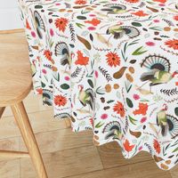 Stylish Thanksgiving Turkey small orange & brown floral leaves little girls fabric