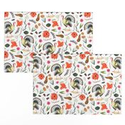 Stylish Thanksgiving Turkey small orange & brown floral leaves little girls fabric