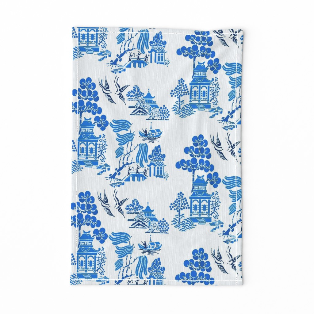 chinoiserie villages halfdrop blue