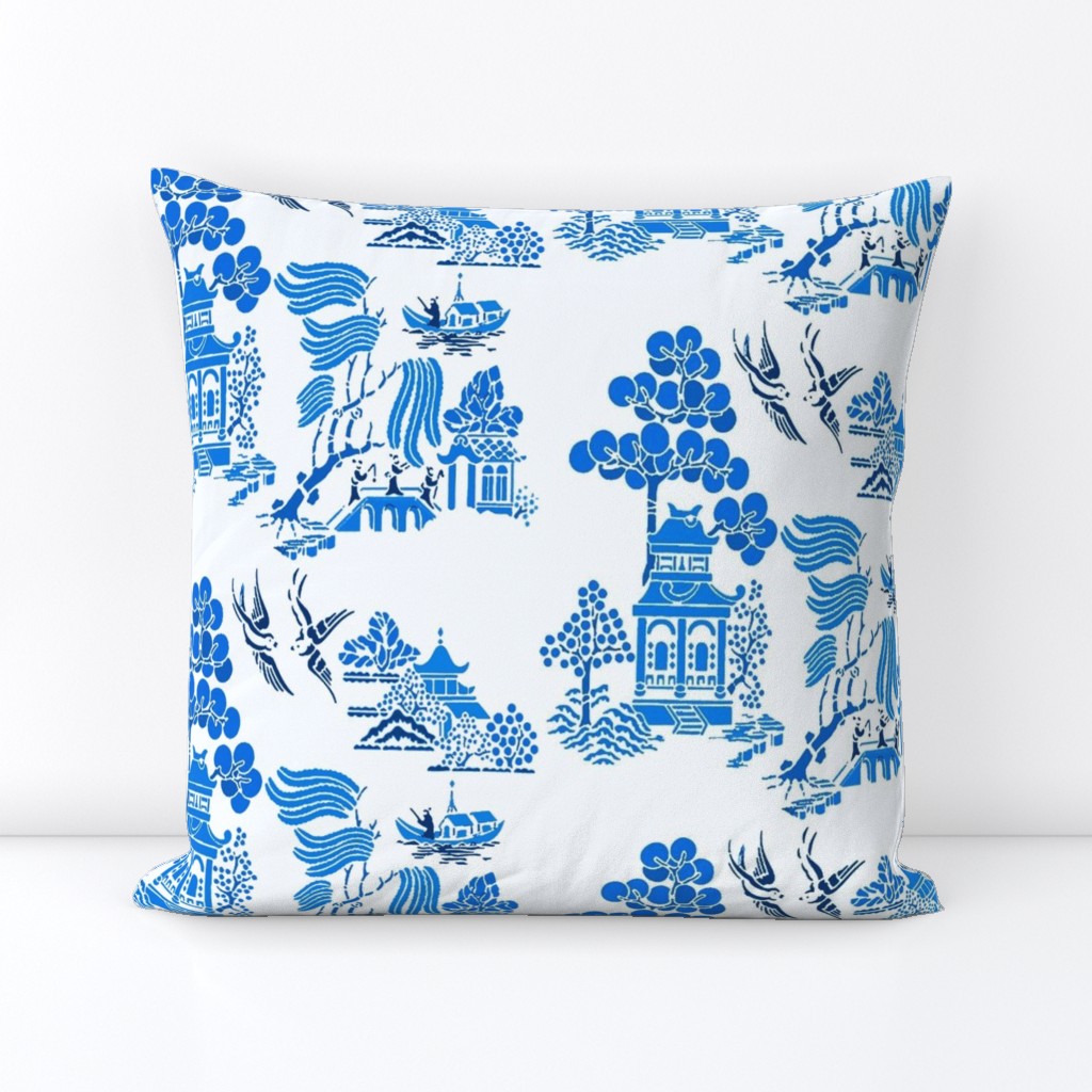 chinoiserie villages halfdrop blue