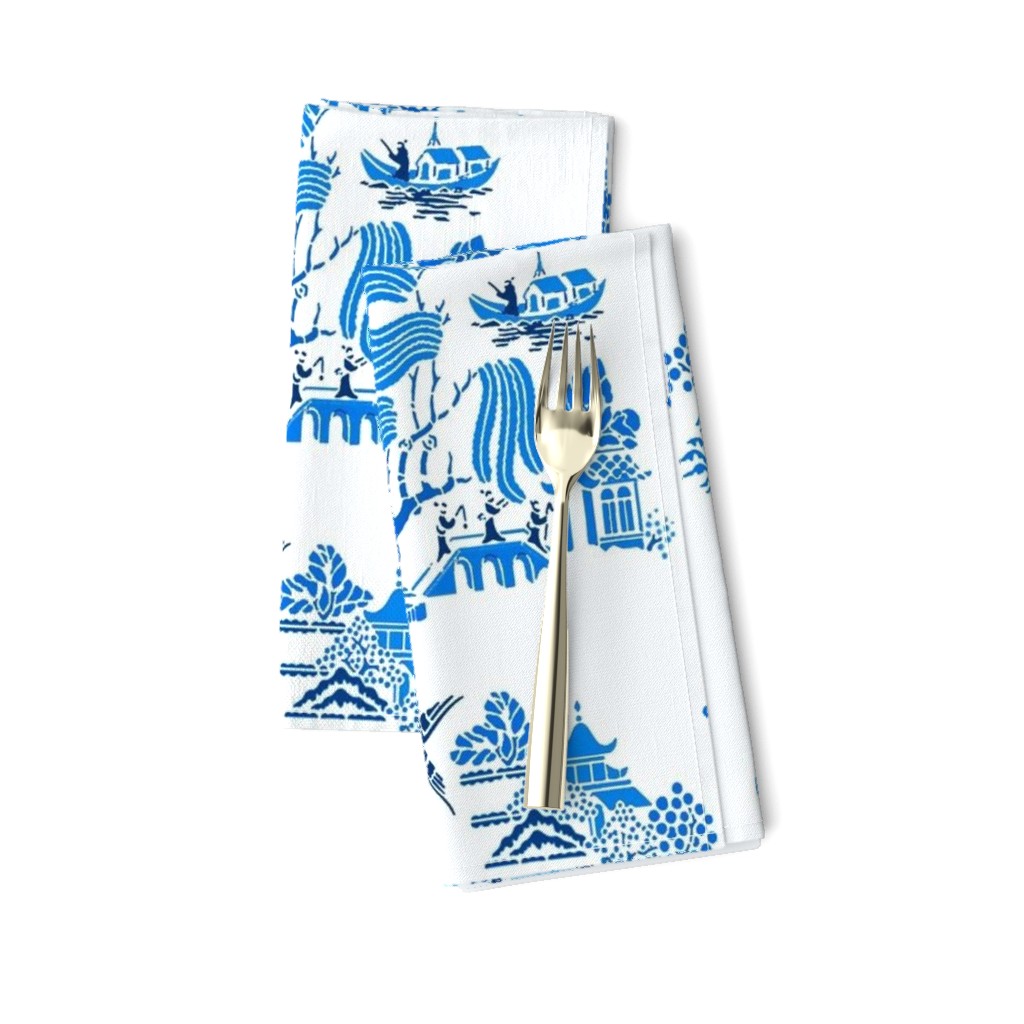 chinoiserie villages halfdrop blue