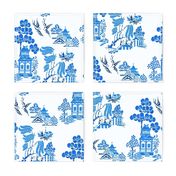 chinoiserie villages halfdrop blue