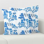 chinoiserie villages halfdrop blue