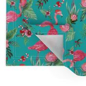 Christmas Flamingo // Santa Flamingo Christmas Tropical floral