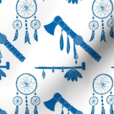 Native American Dream Blue on White