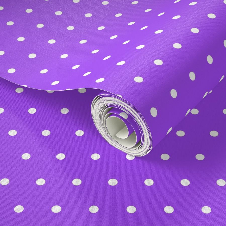 Small Polka Dots White on Deep Purple