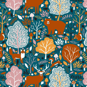autumn animals in the forest