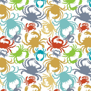 Primary Colored Crabs on White