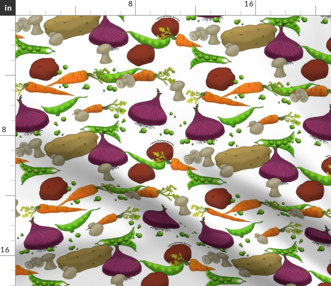 Carrots Peas Onions Potatoes and Mushrooms