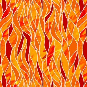 Stained Glass waves in red and yellow
