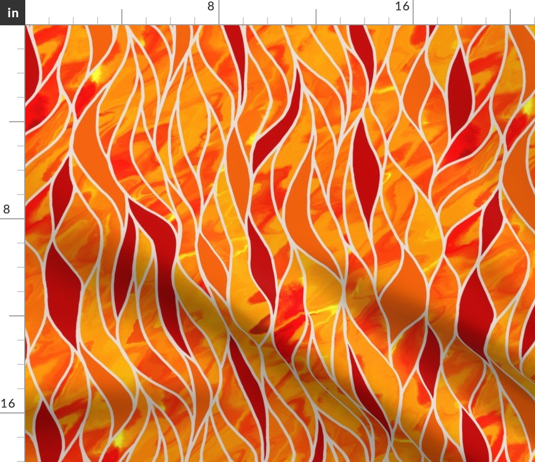 Stained Glass waves in red and yellow