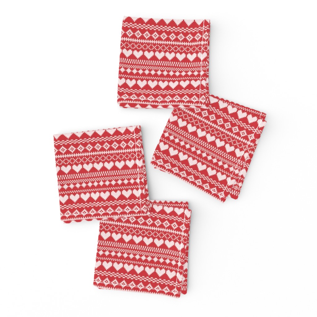 Fair Isle White & Red