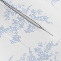 12"Blue and White Rococo Floral Damask fabric, Flowers Damask fabric,rococo fabric 